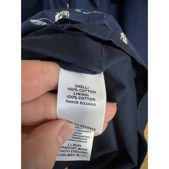 L.L. Bean Signature | Navy Belted Duck Print Cotton Tank Dress | Size 14 - Picture 10 of 14